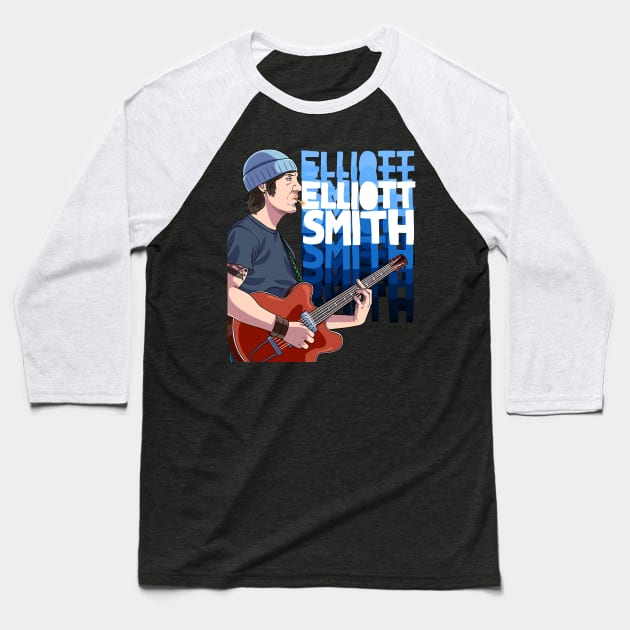 Elliott Smith Art Baseball T-Shirt by Noseking